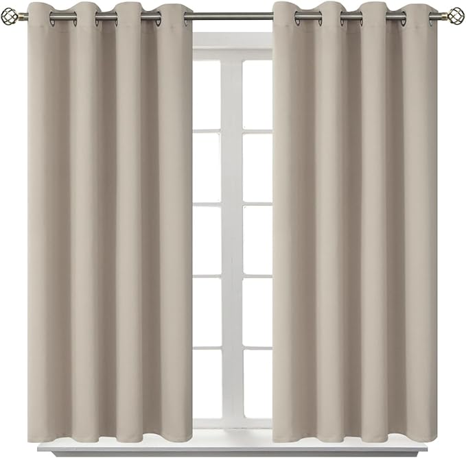 BGment Room Darkening Curtains 45 Inches Long - Grommet Thermal Insulated Drapes Window Treatment Curtains for Bedroom, 2 Panels, 52 x 45 Inch, Camel