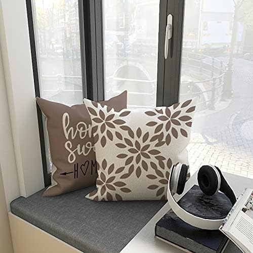 YCOLL Pillow Covers 18x18 Set of 4, Modern Sofa Throw Pillow Cover, Decorative Outdoor Linen Fabric Pillow Case for Couch Bed Car, Khaki