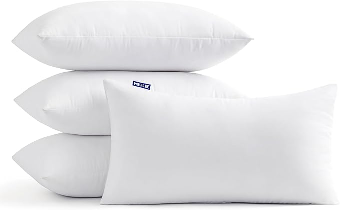 MIULEE 12x20 Inch Throw Pillow Insert Set of 4,Premium Pillow Stuffer Sham Rectangle for Decorative Cushion Bed Couch Sofa