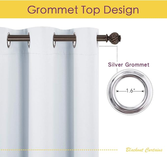NICETOWN Room Darkening Curtain Panels for Bedroom -Easy-Care Solid Thermal Insulated Grommet Room Darkening Draperies/Drapes (2 Panels, 42 by 54, Platinum-Greyish White)