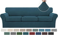 Turquoize 4 Piece Sofa Covers for 3 Cushion Couch Sofa Slipcover Soft Couch Cover for Dogs-Washable Sofa Furniture Covers with 3 Individual Large Cushion Covers Jacquard Fabric(XL Sofa,Deep Teal)