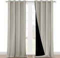 NICETOWN Natural 100% Blackout Curtains for Windows, Super Heavy-Duty Black Lined Total Darkness Drapes for Bedroom, Privacy Assured Window Treatment for Patio (Pack of 2, 52 inches W x 108 inches L)