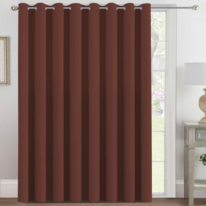 H.VERSAILTEX Blackout Patio Curtains 100 x 96 Inches for Sliding Door Extral Wide Blackout Curtain Panels Thermal Insulated Room Divider - Grommet Top, 8' Tall by 8.5' Wide - Rust