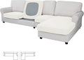 Easy-Going Stretch 4 Pieces Couch Cushion Covers for Sectional Sofa Left/Right L Shape Chaise Lounge Sofa Seat slipcover Anti-Slip Sofa Cover Soft (3 Seater + 1 Chaise, Cream)