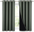 NICETOWN 100% Blackout Curtains 54 inches Long, Double-Deck Completely Blackout Window Treatment Thermal Insulated Lined Drapes for Small Window (Dark Mallard, 1 Pair, 52 inches Width Each Panel)