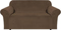 H.VERSAILTEX Stretch Velvet Loveseat Covers for 2 Cushion Couch Covers for Living Room Sofa Covers Slipcovers with Non Slip Straps Bottom, Ultra Thick Comfy Velour (Width 58"-72", Bronze Brown)