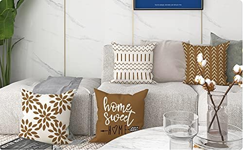 YCOLL Pillow Covers 20x20 Set of 4, Modern Sofa Throw Pillow Cover, Decorative Outdoor Linen Fabric Pillow Case for Couch Bed Car， Light Brown