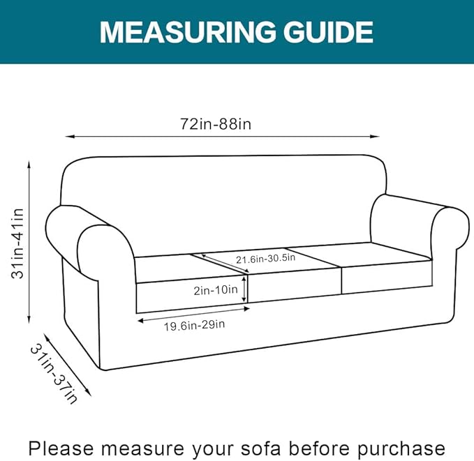 Turquoize 4 Piece Couch Cover Sofa Covers for 3 Cushion Couch Sofa Slipcovers Washable Sofa Cover for Dogs with Individual Couch Cushion Covers Feature Jacquard Fabric(3 Cushion Sofa, Biscotti Beige)