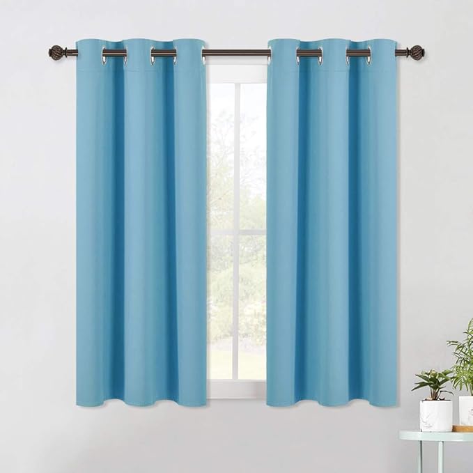 NICETOWN Blackout Curtain Panels for Bedroom, 2 Panels, W42 x L60 inches, Teal Blue, Thermal Insulated Grommet Top Blackout Draperies and Drapes