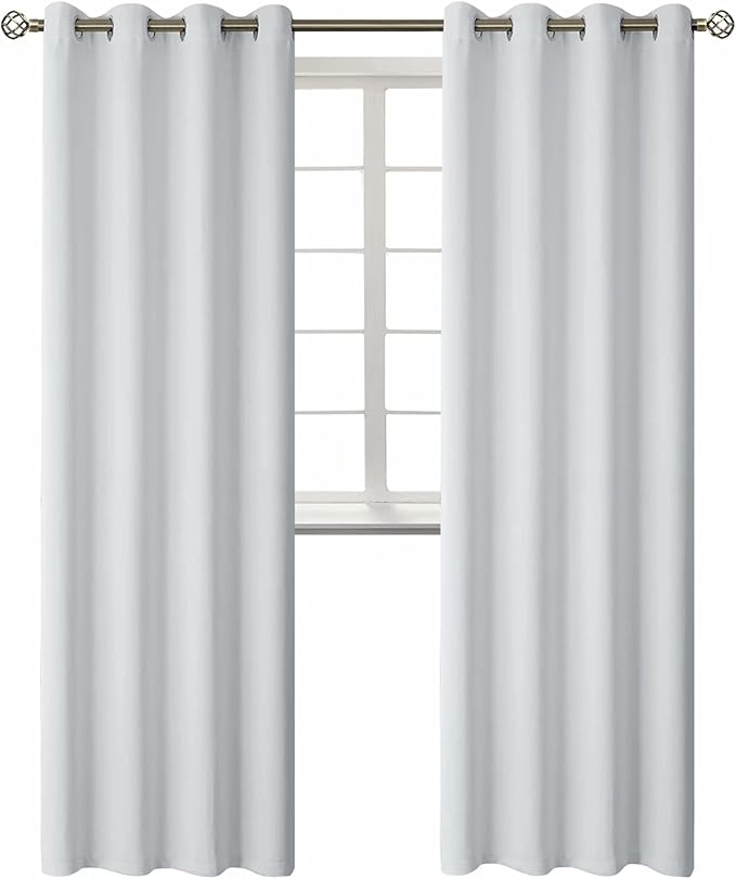 BGment Room Darkening Curtains 95 Inches Long - Grommet Thermal Insulated Drapes Window Treatment Curtains for Bedroom, 2 Panels, 52 x 95 Inch, Greyish White