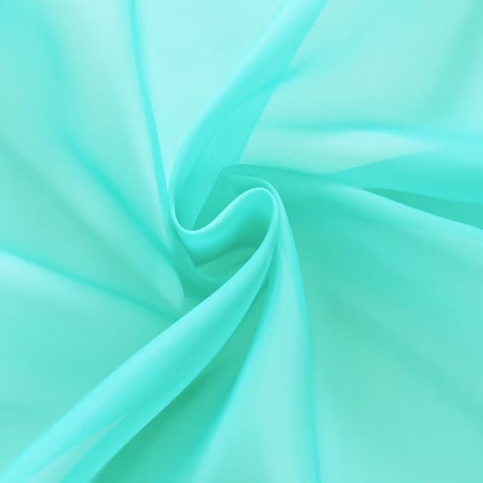 SpaceDresser Sheer Voile Window Treatment. Rod Pocket Curtain Panels for Kitchen Bedroom Living Room Drapes Sunlight Filtering Privacy Semi Home Decor Assorted Colors Sizes (Turquoise, 52 W x 63 L)