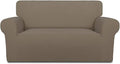 PureFit Super Stretch Sofa Slipcover – Spandex Non Slip Soft Couch Sofa Cover, Washable Furniture Protector with Non Skid Foam and Elastic Bottom for Kids, Pets （Loveseat, Natural）