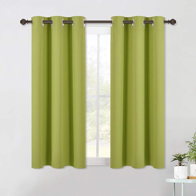 NICETOWN Blackout Curtains Window Panels, Window Treatment Thermal Insulated Solid Grommet Blackout Draperies/Drapes for Bedroom (Fresh Green, Set of 2, 42 by 54 Long)