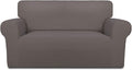 PureFit Super Stretch Sofa Slipcover – Spandex Non Slip Soft Couch Sofa Cover, Washable Furniture Protector with Non Skid Foam and Elastic Bottom for Kids, Pets （Loveseat, Taupe）