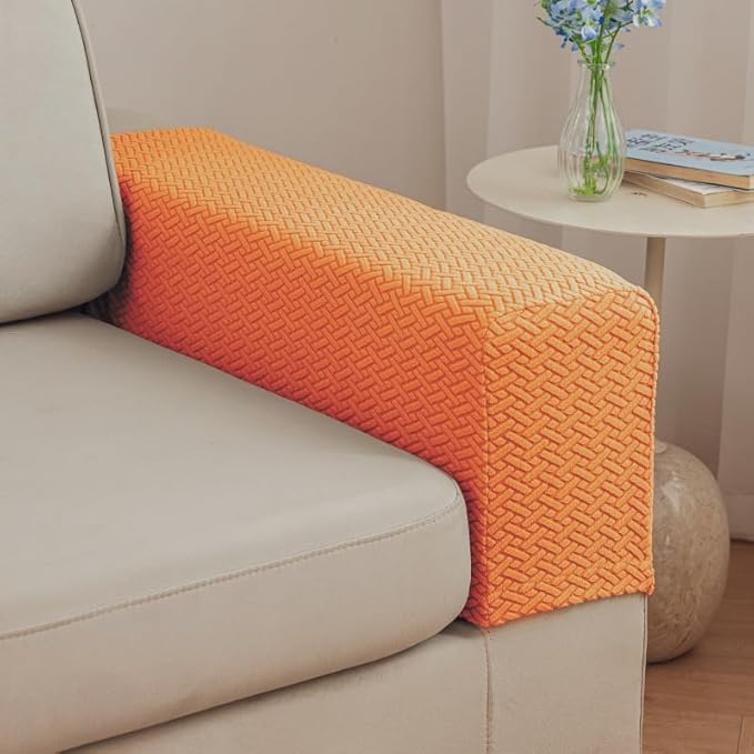 Soothing Home Sofa Covers, Sofa Hero Covers, Wear-Resistant Universal Couch Covers Washable Stretch Sectional Couch Cushion Covers (Orange,Arm Rest Covers 2pcs)