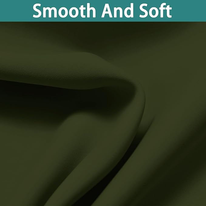 Yakamok Green 100% Blackout Curtains, Total Blackout Lined Curtain Panels for Bedroom, 2 Thick Layers Grommet Top Thermal Insulated Blackout Drapes for Living Room(52Wx84L, Olive Green, 2 Panels)