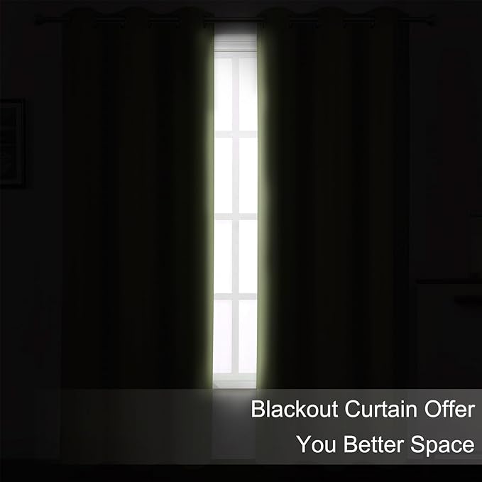 LEMOMO Sage Green Thermal Blackout Curtains/38 x 84 Inch/Set of 2 Panels Room Darkening Curtains for Bedroom