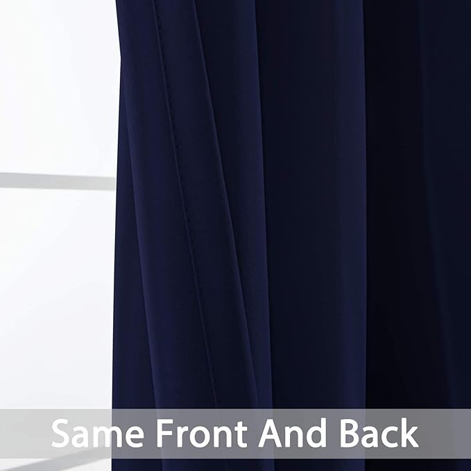 Yakamok Navy Blackout Curtains for Bedroom Window Treatment Boys Girls Kids Bedroom Curtains Thermal Insulated Grommet Blackout Curtain Panels for Living Room - 52" W by 84" L, Navy, 1 Panel