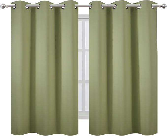 LEMOMO Sage Green Blackout Curtains/38 x 54 Inch/Set of Two Panels Grommet Living Room Curtains
