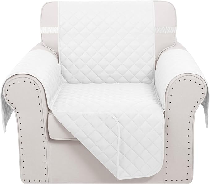 Recliner Chair Covers Reversible Sofa Cover Couch Cover for Pets Lazy Boy Furniture Protector(23''Chair,White/White)