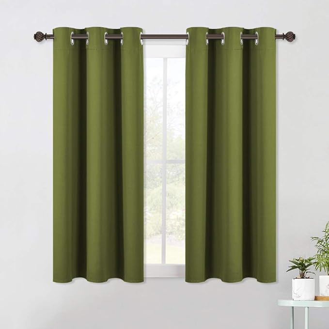 NICETOWN Blackout Curtain Panels for Bedroom, 2 Panels, W42 x L60 inches, Olive Green, Thermal Insulated Grommet Top Blackout Draperies and Drapes