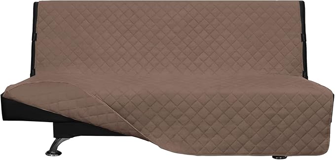 Easy-Going Futon Slipcover - Reversible Armless Sofa Cover - Furniture Protector - Water Resistant - Pets & Kids (Brown/Brown)