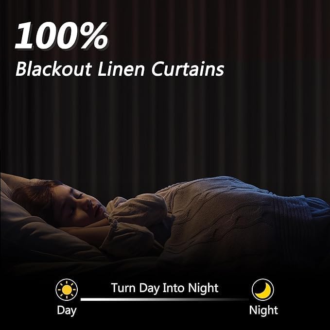 Guken 100% Blackout Curtains 120 Inch Length 2 Panels Set for Living Room Bedroom Back Tab Thermal Insulated Black Out Linen Drapes Room Darkening Window Curtains Desert Sage 52x120