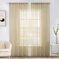 MIULEE 2 Panels Solid Color Sheer Window Curtains Elegant Window Voile Panels/Drapes/Treatment for Bedroom Living Room (54X90 Inches Beige)