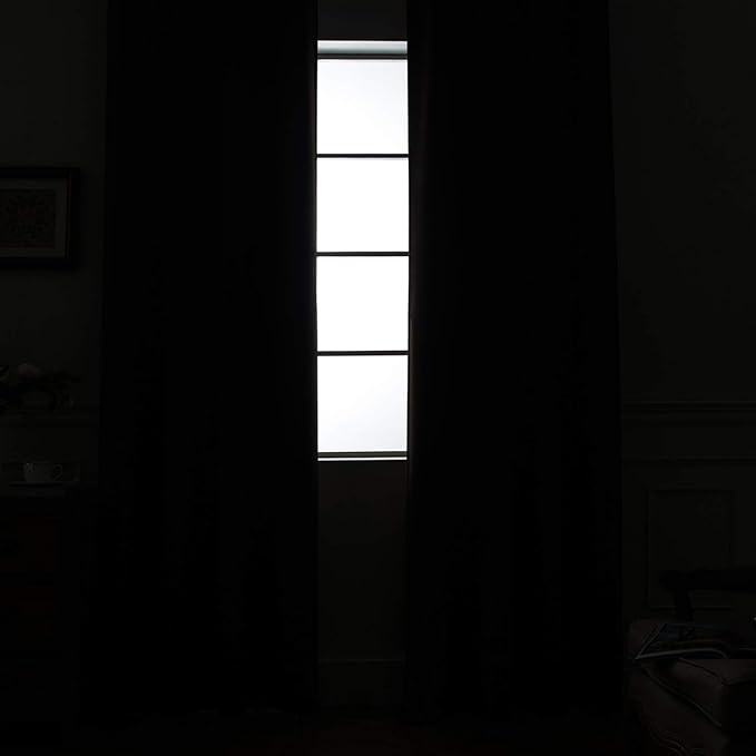Yakamok Pure White 100% Blackout Curtains Energy Saving Thermal Insulated 2 Thick Layers Completely Blackout Drapes with Black Liner for Bedroom (52Wx54L, Pure White, 2 Panels)