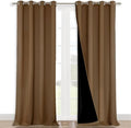NICETOWN Full Shading Curtains 90" Long 2 Panels Set for Windows, Gold Brown, Pack of 2, 52" W, Super Heavy-Duty Black Lined Blackout Curtains for Bedroom, Privacy Assured Window Treatment