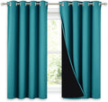 NICETOWN 100% Blackout Curtains 54 inches Long, Double-Deck Completely Blackout Window Treatment Thermal Insulated Lined Drapes for Small Window (Peacock Teal, 1 Pair, 52 inches Width Each Panel)
