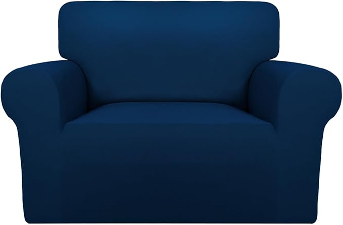 PureFit Super Stretch Sofa Slipcover – Spandex Non Slip Soft Couch Sofa Cover, Washable Furniture Protector with Non Skid Foam and Elastic Bottom for Kids, Pets (Oversized, Navy)