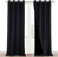 NICETOWN Cold Blocking 100% Blackout Curtains, Durable Black Lined Blackout Curtains for Bedroom, Energy Saving Long Curtains for Patio Sliding Glass Door, Black, 52 inches x 95 inches, 2 Panels