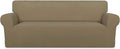 PureFit Super Stretch Sofa Slipcover – Spandex Non Slip Soft Couch Sofa Cover, Washable Furniture Protector with Non Skid Foam and Elastic Bottom for Kids, Pets （Sofa, Tan）
