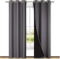 NICETOWN Room Warming Blackout Curtains 80 inches Long, Full Light Blocking Drapes with Black Liner for Nursery, Thermal Insulated Draperies for Hall, Villa (Grey, 2 Pieces, 42" Wide Each Panel)