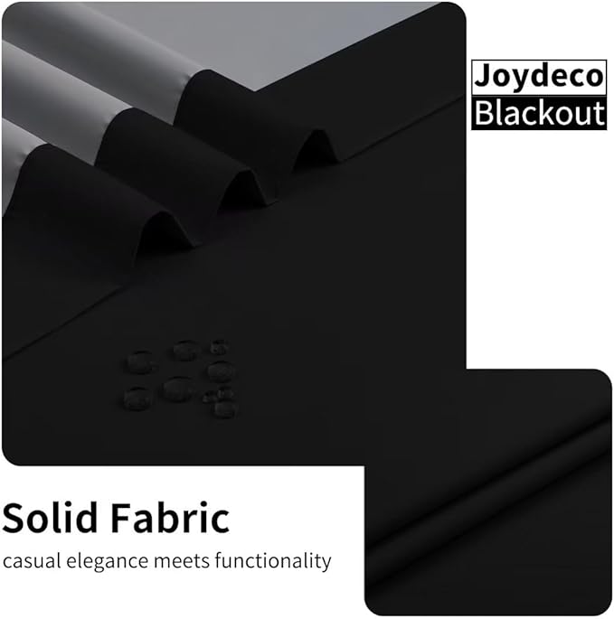 Joydeco Blackout Curtains 108 Inches Long, Black Extra Long Black Out Curtains for Living Room Bedroom, Grommet Total Room Darkening Drapes Grommets Solid Drapes for Bedroom Windows