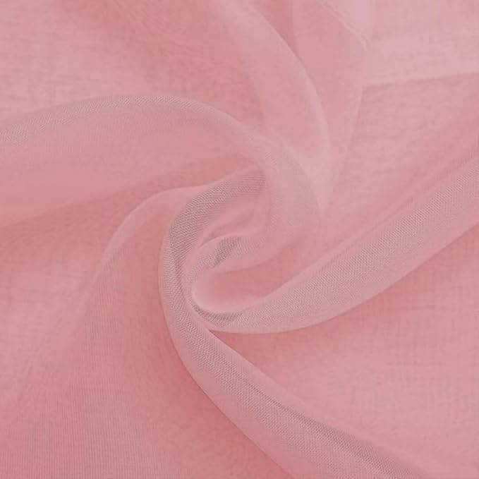 SpaceDresser Sheer Voile Window Treatment Rod Pocket Curtain Panels for Kitchen Bedroom Living Room Drapes Sunlight Filtering Privacy Semi Home Decor Assorted Colors Sizes (Blush, 52 W x 96 L)
