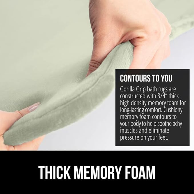 Sage Memory Foam Bath Mat 60 x 24 Inch Velvet Machine Washable Rug