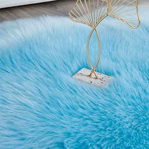 EasyJoy Ultra Soft Fluffy Shaggy Area Rug Faux Fur Rug Chair Cover Seat Pad Fuzzy Area Rug for Bedroom Floor Sofa Living Room (2 x 6 ft Sheepskin, Sky Blue)