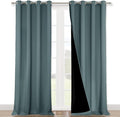 NICETOWN Full Shading Curtains 90" Long 2 Panels Set for Windows, Super Heavy-Duty Black Lined Blackout Curtains for Bedroom, Privacy Assured Window Treatment (Greyish Blue, Pack of 2, 52" W)