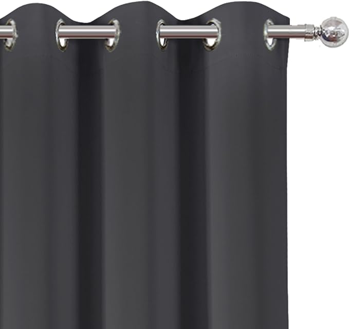 LEMOMO Dark Grey Blackout Curtains 42 x 54 Inch Length Set of 2 Panels Grommet Bedroom Curtains for Living Room