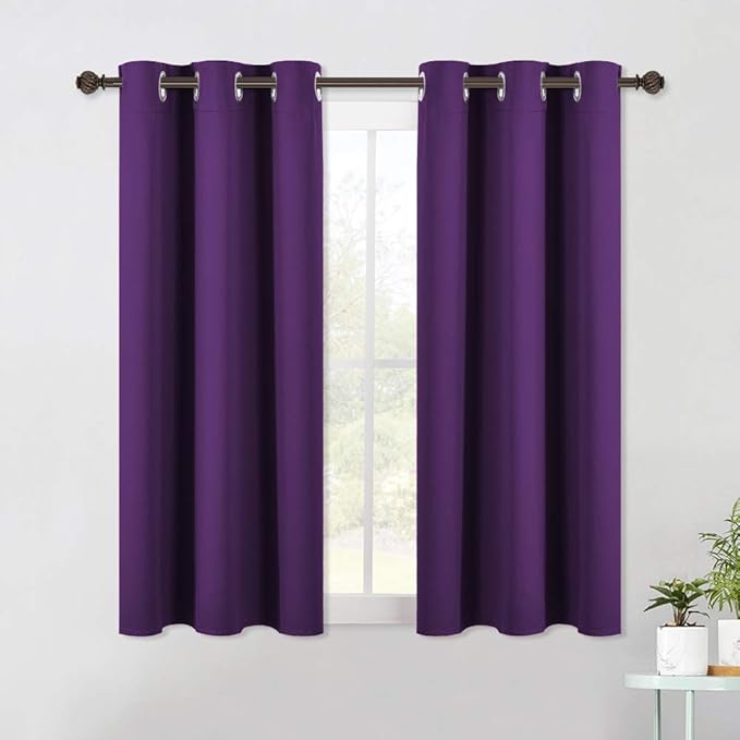 NICETOWN Blackout Curtain Panels for Kids Adult Room, Triple Weave Home Decoration Thermal Insulated Solid Ring Top Blackout Curtains/Drapes (Set of 2, 42 x 54 Inch, Royal Purple)