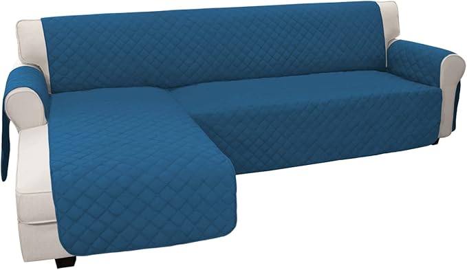 Easy-Going Sofa Slipcover L Shape Sofa Cover Sectional Couch Cover Furniture Protector Mat for Pets Dog Cat (X-Large,Peacock Blue/Peacock Blue)