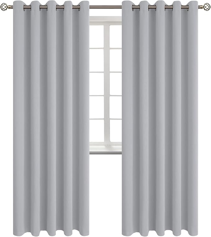 BGment Room Darkening Curtains 84 Inches Long - Grommet Thermal Insulated Drapes Window Treatment Curtains for Bedroom, 2 Panels, 70 x 84 Inch, Light Grey