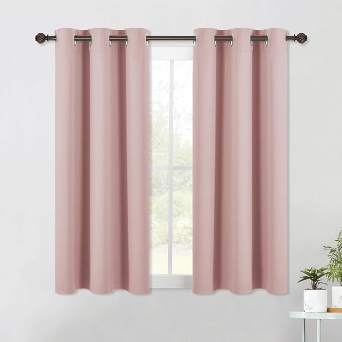 NICETOWN Modern Blackout Curtains Noise Reducing, Blush Pink, 2 Panels, W42 x L54, Thermal Insulated and Privacy Room Darkening Drape Panels for Boy's Guest Room Door Small Short Window