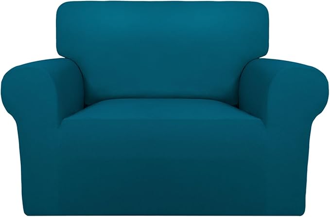 PureFit Super Stretch Sofa Slipcover – Spandex Non Slip Soft Couch Sofa Cover, Washable Furniture Protector with Non Skid Foam and Elastic Bottom for Kids, Pets (Oversized, Peacock Blue)