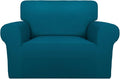 PureFit Super Stretch Sofa Slipcover – Spandex Non Slip Soft Couch Sofa Cover, Washable Furniture Protector with Non Skid Foam and Elastic Bottom for Kids, Pets (Oversized, Peacock Blue)