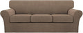 Turquoize 4 Piece Sofa Covers for 3 Cushion Couch Sofa Slipcover Soft Couch Cover for Dogs-Washable Sofa Furniture Cover with 3 Individual Cushion Covers (3 Cushion Sofa, Macchiato)