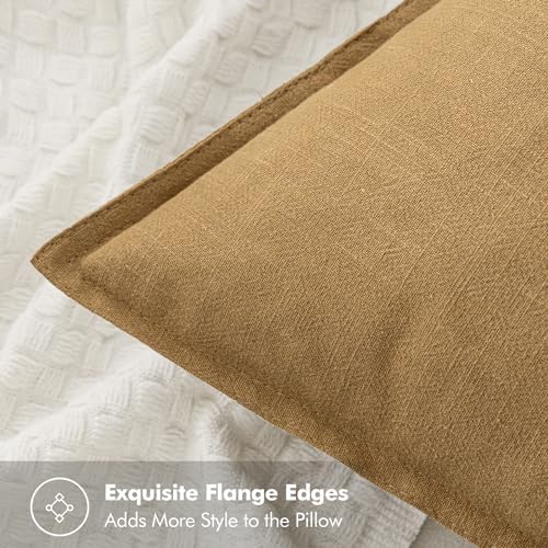 MIULEE Neutral Gold/Brown Linen Pillow Covers Pack of 4 Decorative Natural Throw Pillow Covers Soft Accent Boho Farmhouse Couch Pillowcases Modern Spring Decor for Living Room Bed Sofa 18x18 Inch