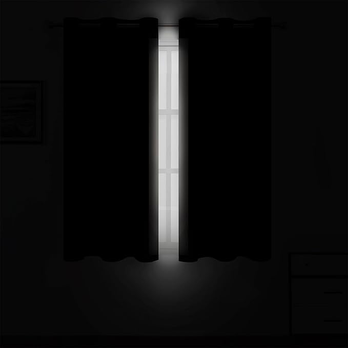 LEMOMO Light Beige Blackout Curtains 42 x 54 Inch Length Set of 2 Panels Grommet Bedroom Curtains for Living Room